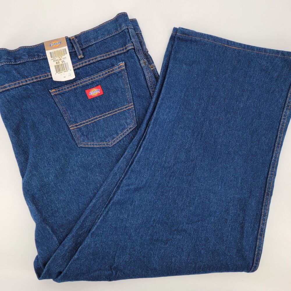 Dickies Mens Big & Tall Regular Fit Medium Wash Blue Jeans 60 UL (60x30) NWT